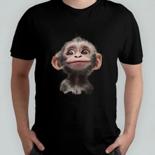 Pixxa Sevimli Maymun Unisex %100 Pamuklu Bisiklet Yaka T-Shirt Model 1