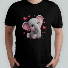 Pixxa Sevimli Fil - Elephant Unisex %100 Pamuklu Bisiklet Yaka T-Shirt Model 1