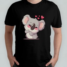 Pixxa Sevimli Koala Unisex %100 Pamuklu Bisiklet Yaka T-Shirt Model 3