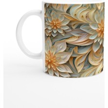 Altın Dalgalar Çiçek Desenli Kupa Bardak