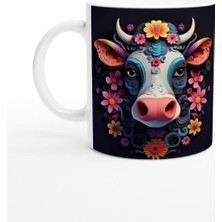 Çiçekli Renkli Inek Kupa Bardak