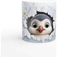 Buz Çiçeklerinin Arasında Yavru Penguen Temalı Baskılı Kupa Bardak