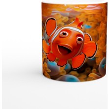 Turuncu Mercanlar Arasında Neşeli Palyaço Balığı Baskılı Kupa Bardak