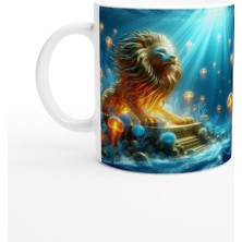 Aslan Burcu Baskılı Kahve Kupası - Astral Denizaltı Dünyası Vs4