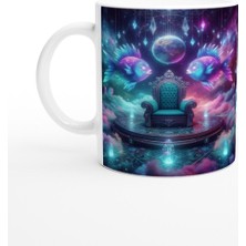 Balık Burcu Baskılı Kahve Kupası - Galaktik Taht Odası Temalı Vs4