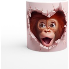 Kalp Çatlağından Bakan Şaşkın Orangutan Temalı Baskılı Kupa Bardak