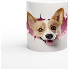 Tatlı Corgi Köpeği Kırık Duvar Efektli Baskılı Kupa Bardak