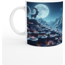 Oğlak Burcu Baskılı Kahve Kupası - Ay Işığında Zodyak Bahçesi Vs1