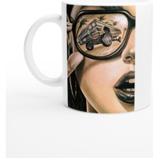 Retro Gözlükte Yansıyan Lowrider Araba Kupa Bardak