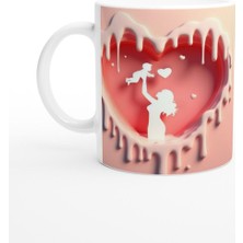 Yukarıya Kaldırılan Bebek Silueti Kalpli Anneler Günü Kupa Bardak