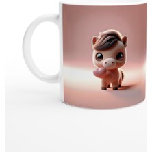 Kalp Tutan Sevimli Midilli Temalı Baskılı Kupa Bardak