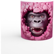 Duvarı Yırtarak Bakan Goril Temalı Baskılı Kupa Bardak