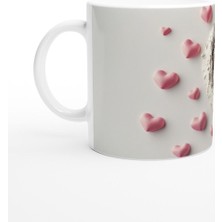 Kalp Içinde Kirpi Ailesi Temalı Baskılı Kupa Bardak