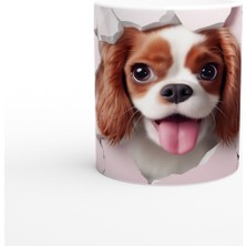 Pembe Çatlak Duvar Arasından Bakan Sevimli Köpek Temalı Baskılı Kupa Bardak