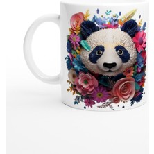 Çiçek Taçlı Panda Baskılı Kupa Bardak