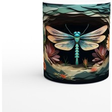 Orman Çiçekleri Arasında Turkuaz Yusufçuk Temalı Baskılı Kupa Bardak