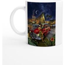 Tropikal Gecede Aloha Kızlı Klasik Araba Kupa