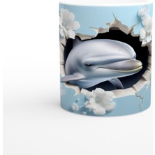 Çiçekler Arasında Sevimli Yunus Su Altı Temalı Kupa Bardak