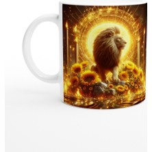 Aslan Burcu Baskılı Kahve Kupası - Elementsel Doğa Krallığı Temalı Vs4