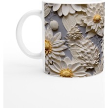 Sarı Merkezli Rölyef Papatya Kupa Bardak