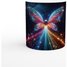 Neon Işıklı Uzay Kelebeği Baskılı Kupa Bardak