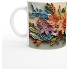 Kağıt Sanatı Çiçekli Kupa Bardak