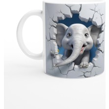 Duvarı Delen Neşeli Fil Baskılı Kupa Bardak