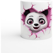 Duvarı Delip Bakan Sevimli Panda Temalı Baskılı Kupa Bardak