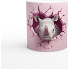 Duvarı Yarmış Gergedan Temalı Baskılı Kupa Bardak