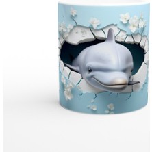 Duvarı Delen Yunus ve Çiçekler Temalı Baskılı Kupa Bardak