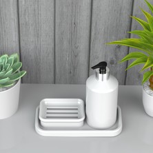 3'lü Banyo Seti Hazneli Katı Sabunluk, Sıvı Sabunluk ve Organizer, Yağdanlık,sirkelik
