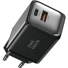 Nettech NT-HCH08 Gan Prime 45W Şarj Aleti (Siyah) NT-HCH08