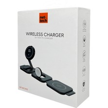 Nettech NT-WCH03 3in1 18W Kablosuz Wireless Şarj (Siyah) NT-WCH03