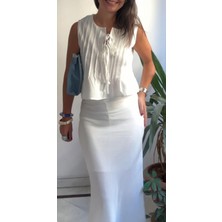 Kadın Beyaz Keten Takım