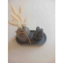 El Yapımı Taş Tozu Aile Biblo & Dekoratif Vazo ve Tepsi Seti - Modern Minimalist Tasarım