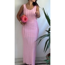 Kadın Pembe Uzun Elbise