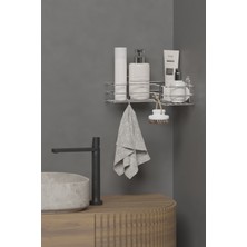 Hill Homes Krom Gümüş Yapışkanlı Banyo Köşeliği Köşe Rafı Duş Şampuanlık Duvar Düzenleyici Organizer
