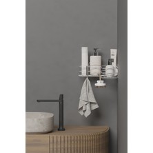 Hill Homes Krom Gümüş Yapışkanlı Banyo Köşeliği Köşe Rafı Duş Şampuanlık Duvar Düzenleyici Organizer