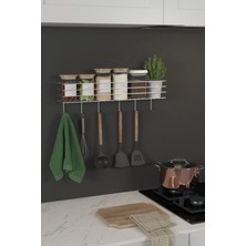 Hill Homes Krom Gümüş 55 cm Askılı Mutfak Rafı Tezgah Üstü Düzenleyici Baharatlık Organizer Raf