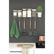 Hill Homes Krom Gümüş 55 cm Askılı Mutfak Rafı Tezgah Üstü Düzenleyici Baharatlık Organizer Raf
