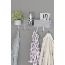 Hill Homes Krom Gümüş Metal 55 cm Portmanto Askılık Elbise Askılığı Duvar Askısı Raf