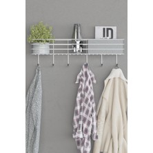 Hill Homes Krom Gümüş Metal 55 cm Portmanto Askılık Elbise Askılığı Duvar Askısı Raf
