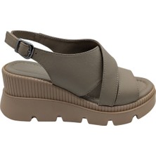 Leggero - Kadın Dolgu Topuklu Sandalet - Vizon - 38