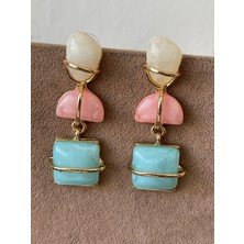 Aida Jewelss Renkli Taşlı Özel Tasarım Şık Tasarım Küpe