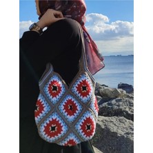 Mercan Mozaik El Örgü Kol Çantası