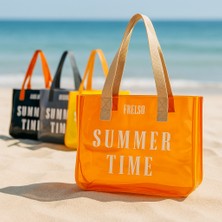 Frelso Şeffaf Plaj Çantası Baskılı Kadın Beach Bag