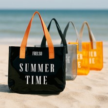Frelso Şeffaf Plaj Çantası Baskılı Kadın Beach Bag