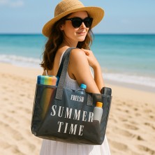 Frelso Şeffaf Plaj Çantası Baskılı Kadın Beach Bag