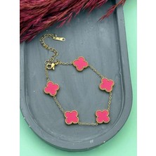 Kadın Yonca Figürlü Mineli Çelik Bileklik