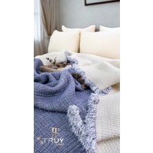 %100 Pamuk Müslin  Tek Kişilik Yorgan Indigo Mavi 170X220 - Indigo Mavi